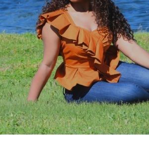 NY&CO New York and Company Ruffle One Shoulder Peplum Top